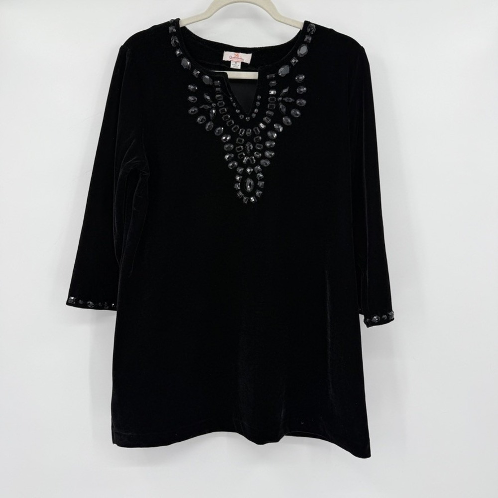 VTG Quacker Factory Womens Black Velvet WitchyGoth Top Medium Romantic Goth Vamp